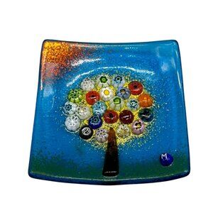 Handmade Italian Glass Square Plate Millefiori Tree Design My Italian Décor READ